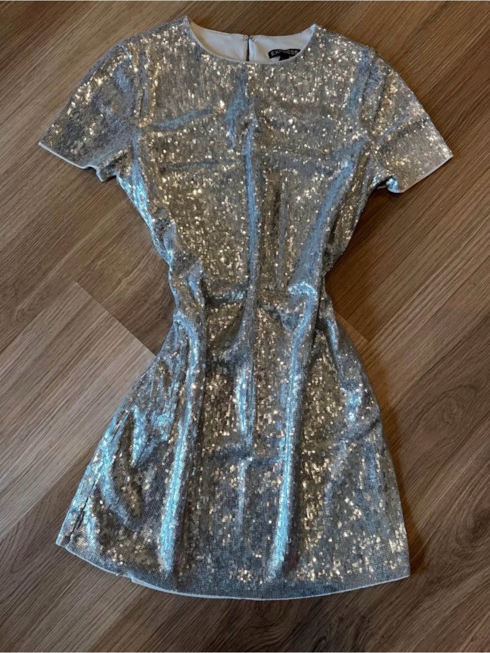 Express Silver Sequin Mini Dress